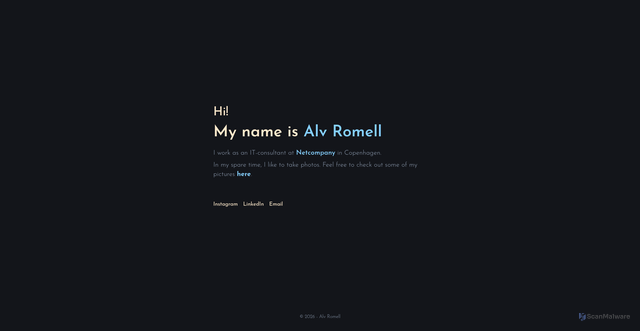 Security scan screenshot of https://alvromell.se