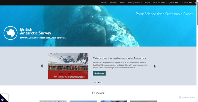 Security scan screenshot of https://www.bas.ac.uk/