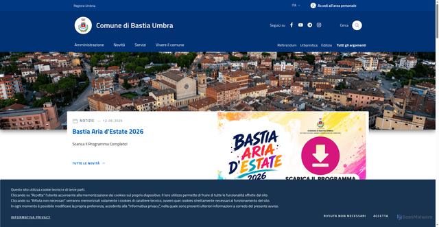 Security scan screenshot of https://www.comune.bastia.pg.it