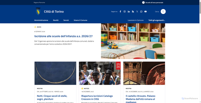 Security scan screenshot of https://www.comune.torino.it/