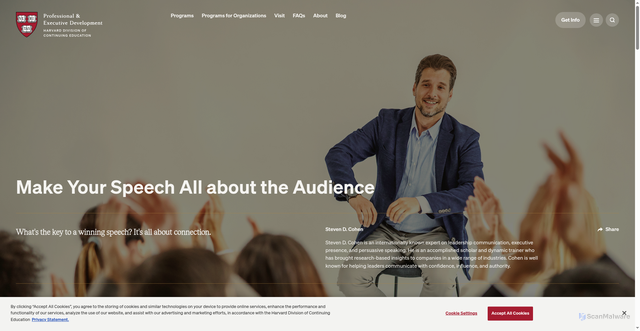 Security scan screenshot of https://professional.dce.harvard.edu/blog/make-your-speech-all-about-the-audience/