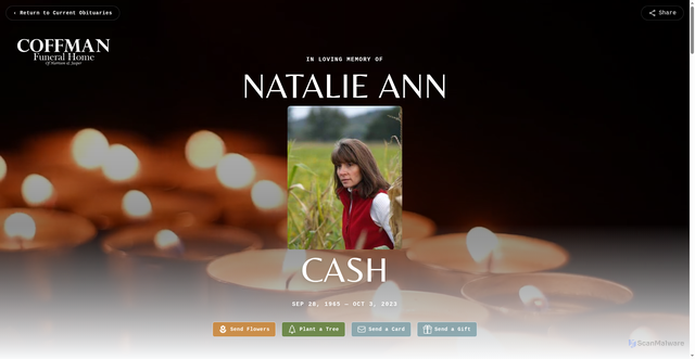 Security scan screenshot of https://www.coffmanfh.com/obituaries/natalie-cash