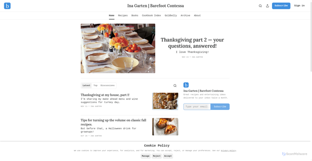 Security scan screenshot of https://inagarten.substack.com/
