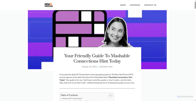 Security scan screenshot of https://fevomagazine.com/your-friendly-guide-to-mashable-connections-hint-today/