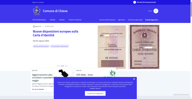 Security scan screenshot of https://comune.chieve.cr.it/