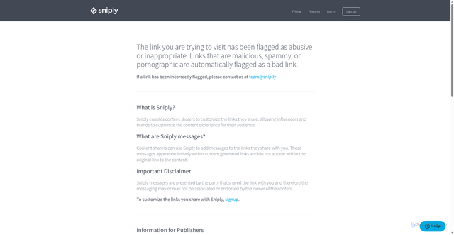 Security scan screenshot of https://snip.ly/fcs5ac