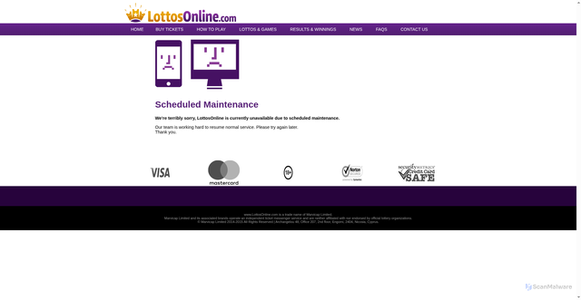 Security scan screenshot of https://www.lottosonline.com/
