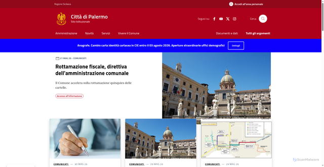 Security scan screenshot of https://www.comune.palermo.it