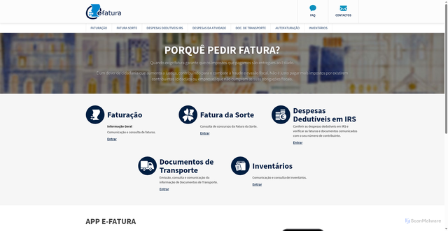 Security scan screenshot of https://faturas.portaldasfinancas.gov.pt