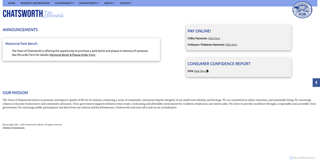 Security scan screenshot of https://www.chatsworthil.gov/