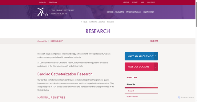 Security scan screenshot of https://lluch.org/heart-care/about-us/heart-care-research