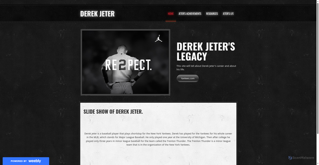 Security scan screenshot of https://derekjeterdrew.weebly.com/