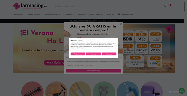 Security scan screenshot of https://www.farmacing.es