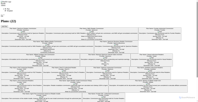 Security scan screenshot of https://bundle-admin.vercel.app/