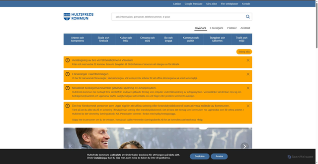 Security scan screenshot of http://www.hultsfred.se