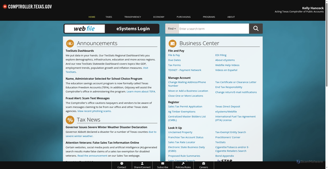 Security scan screenshot of https://fmcpa.cpa.state.tx.us