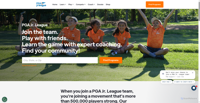 Security scan screenshot of https://pgajrleague.com/