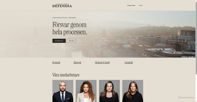 Security scan screenshot of https://defendia.se