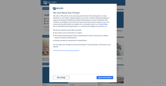 Security scan screenshot of https://lightmailer.mail.com
