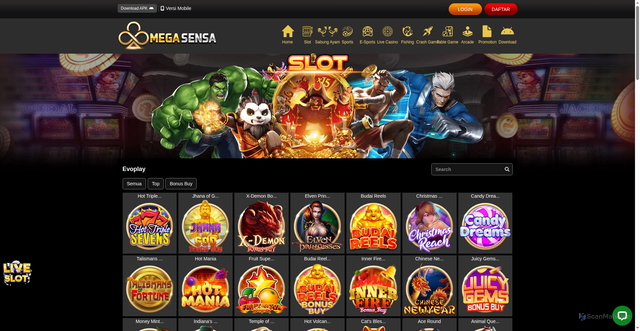 Security scan screenshot of https://138megasensa.com/desktop/game/slot/evoplay