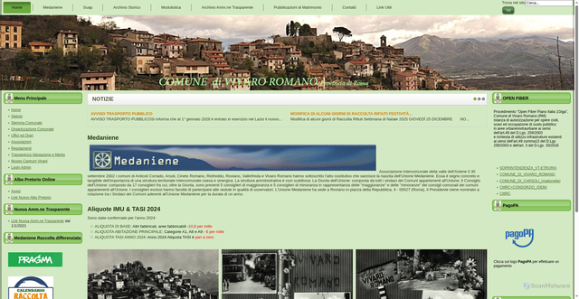 Security scan screenshot of https://www.comunevivaroromano.it/