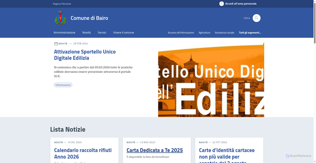 Security scan screenshot of https://comune.bairo.to.it/