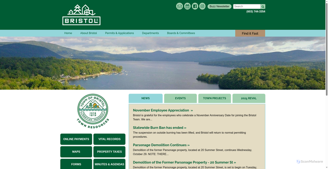 Security scan screenshot of https://www.bristolnh.gov/