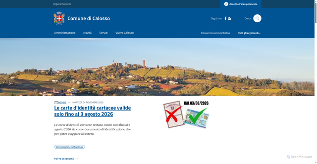 Security scan screenshot of https://www.comune.calosso.at.it/
