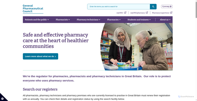 Security scan screenshot of https://www.pharmacyregulation.org:443/