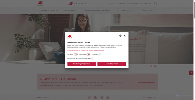 Security scan screenshot of https://ooe.arbeiterkammer.at