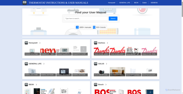 Security scan screenshot of https://www.thermomanuals.com