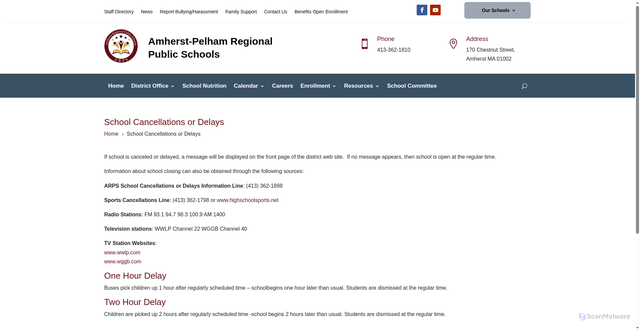 Security scan screenshot of https://arps.org/school-cancellations-or-delays/