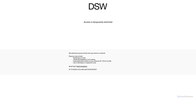 Security scan screenshot of https://www.dsw.com/brands/hunter