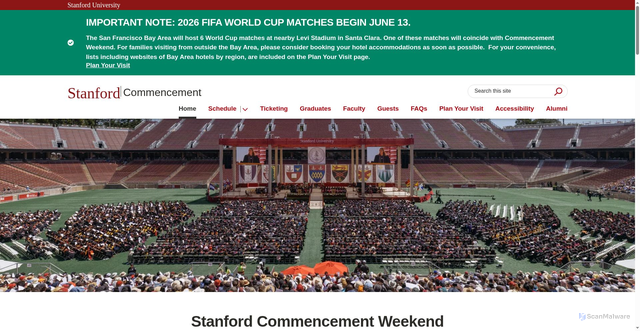 Security scan screenshot of https://commencement.stanford.edu/