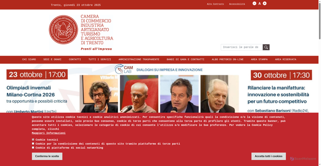 Security scan screenshot of https://www.tn.camcom.it/