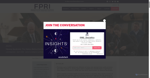 Security scan screenshot of https://www.fpri.org/article/2024/04/havana-syndrome-the-history-behind-the-mystery/