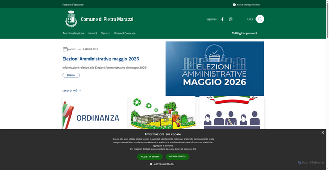 Security scan screenshot of https://www.comune.pietramarazzi.al.it
