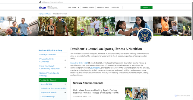 Security scan screenshot of https://www.hhs.gov/fitness/index.html