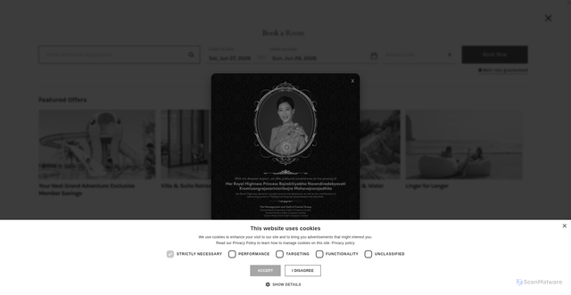 Security scan screenshot of https://www.centarahotelsresorts.com