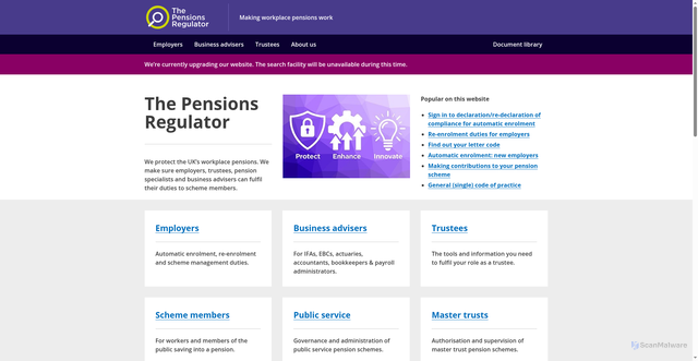 Security scan screenshot of https://www.thepensionsregulator.gov.uk/