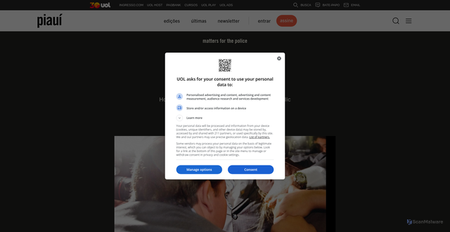 Security scan screenshot of https://piaui.uol.com.br/revista/124/a-crime-of-note/