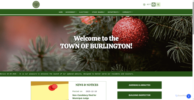 Security scan screenshot of https://townofburlingtonwi.gov/