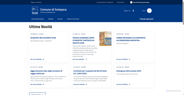 Security scan screenshot of https://www.comune.solopaca.bn.it