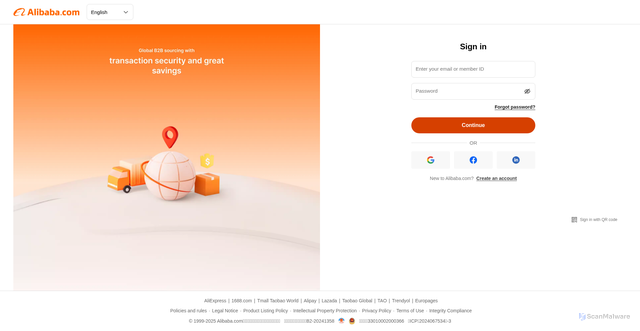 Security scan screenshot of https://ug.alibaba.com/
