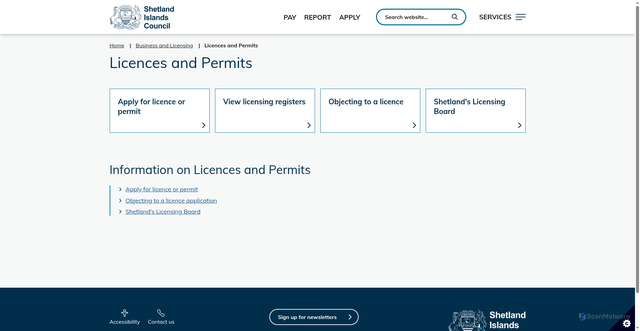Security scan screenshot of http://www.shetland.gov.uk/licensing