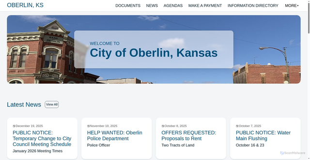 Security scan screenshot of https://oberlinkansas.gov/