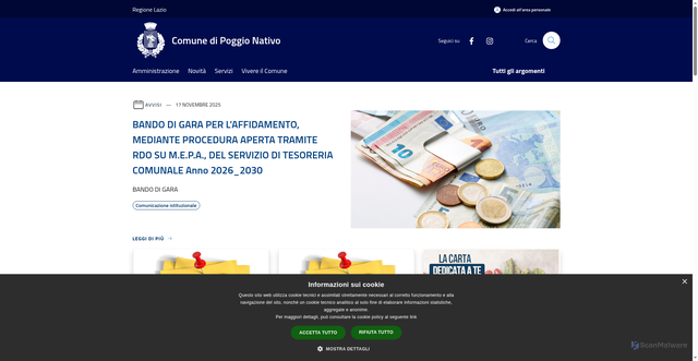 Security scan screenshot of https://www.comune.poggionativo.ri.it/it