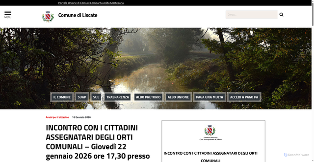 Security scan screenshot of https://www.comune.liscate.mi.it/