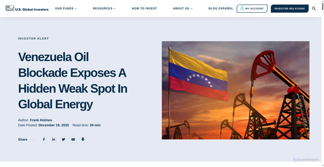 Security scan screenshot of https://www.usfunds.com/resource/venezuela-oil-blockade-exposes-a-hidden-weak-spot-in-global-energy/