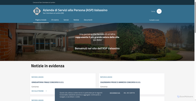 Security scan screenshot of https://www.aspvalsasino.it/